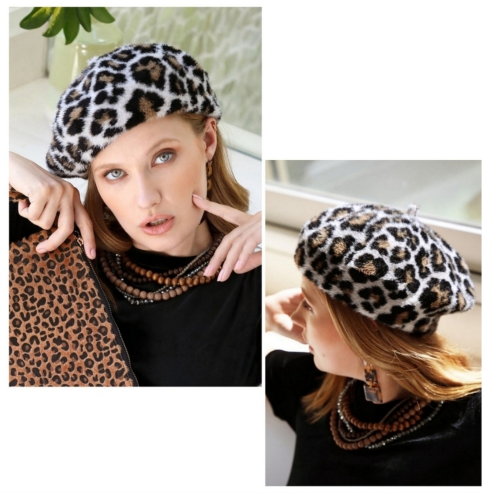 4 PACK CHIC LEOPARD BERET